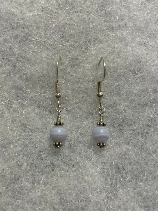 Blue Lace Agate Earrings - Silver