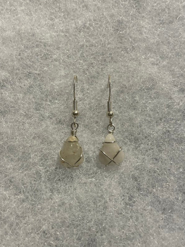 Tumbled Quartz Earrings - Silver