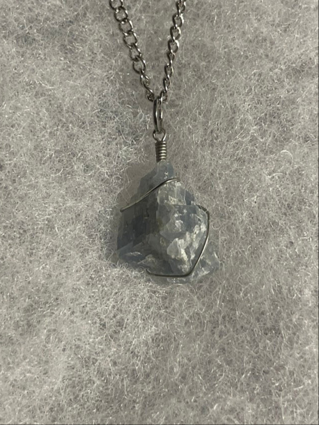 Blue Calcite Necklace - Silver