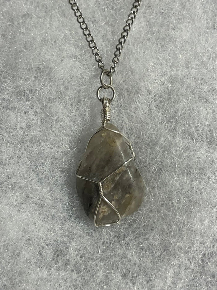 Polished Smokey Quartz Necklace - Silver
