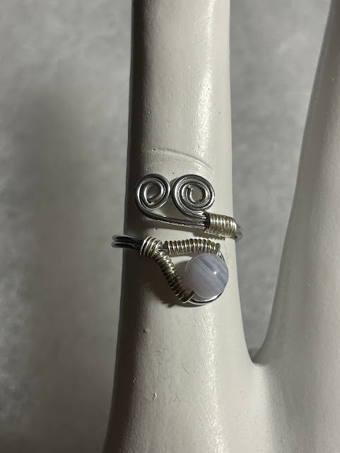 Agate Spiral Ring - Silver