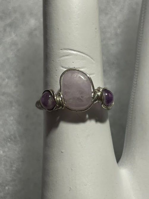 Polished Amethyst Ring - Silver