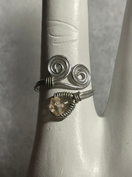 Pink Spiral Ring - Silver