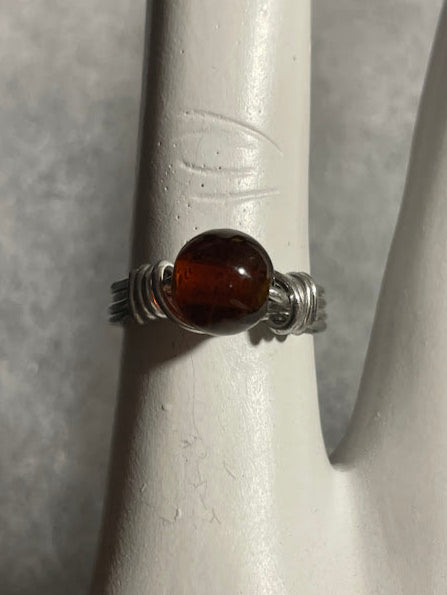 Glass Ring - Silver - Brown