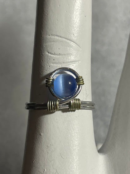 Glass Ring - Silver - Blue