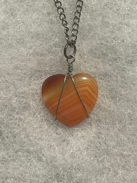 Agate Heart Necklace - Silver