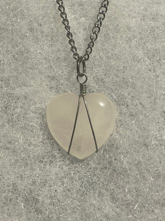 Quartz Heart Necklace - Silver