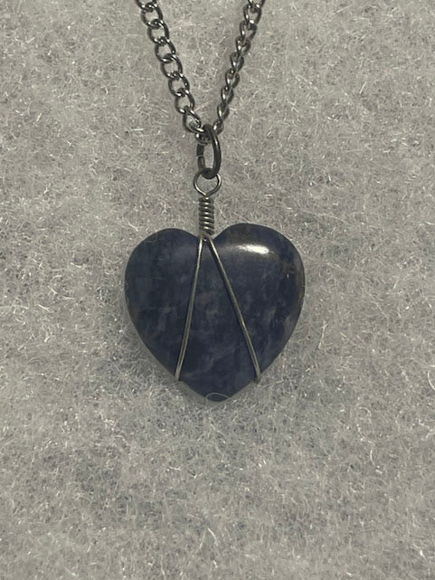 Sodalite Heart Necklace - Silver