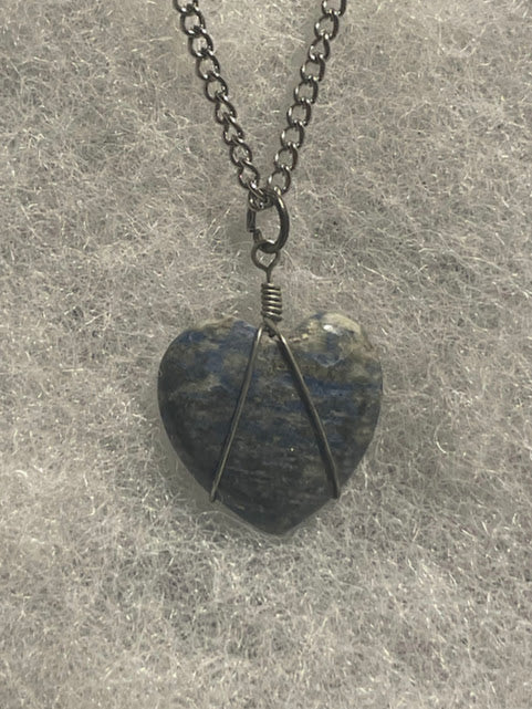 Lapis Lazuli Heart Necklace - Silver