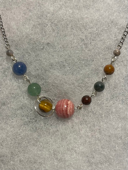 Crystal Solar System Necklace - Silver