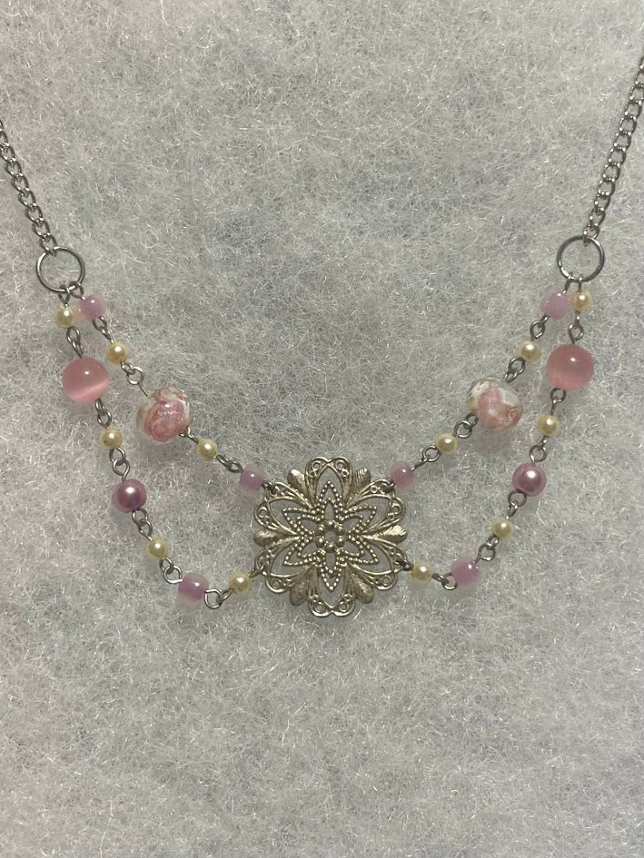 Flower Necklace - Silver