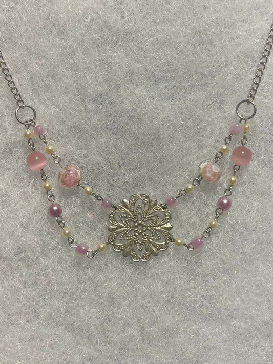 Flower Necklace - Silver